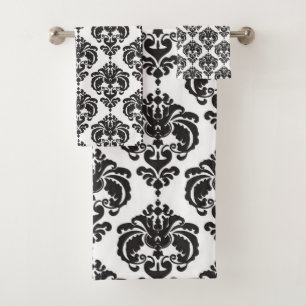 Conjunto De Toalhas Black & White Royal Glam Damask