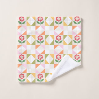 Conjunto De Toalhas Bloco de colcha de flor vermelha pequena