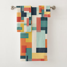 Conjunto De Toalhas Bloco de cores geométricas do Abstrato Moderno do