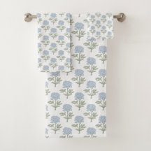 Bloco de Impressão Floral Peônia Branco Azul Verde