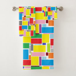 Conjunto De Toalhas Blocos de Abstrato de arte de cores felizes com as