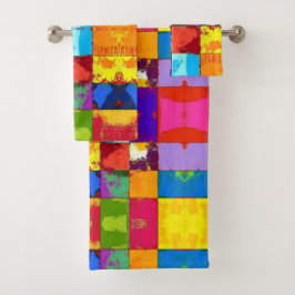 Conjunto De Toalhas Blocos de cores de gradação de pop Art