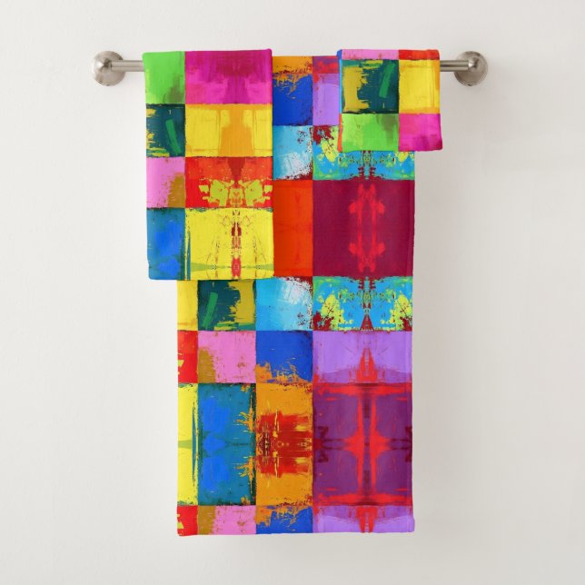 Conjunto De Toalhas Blocos de cores de gradação de pop Art (Insitu)