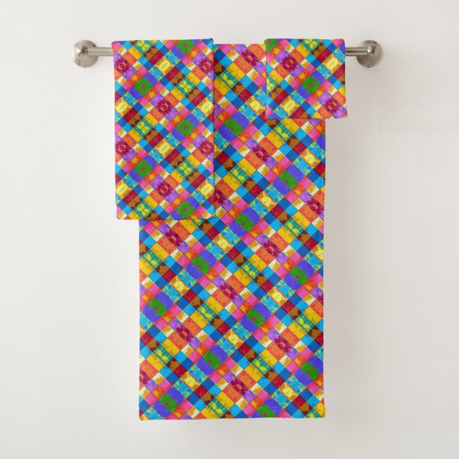 Conjunto De Toalhas Blocos de cores de gradação de pop Art (Insitu)