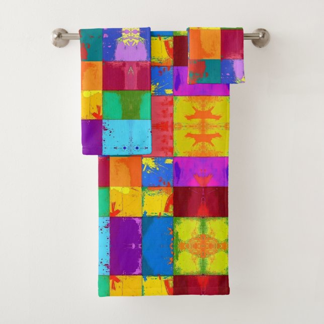 Conjunto De Toalhas Blocos de cores de gradação de pop Art (Insitu)