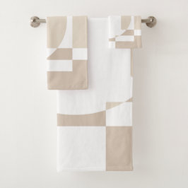 Conjunto De Toalhas Blocos Geométricos Macios – Simples e Elegantes