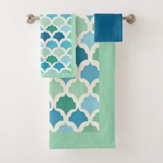 Conjunto De Toalhas Blue and Green Art Deco Towel Set