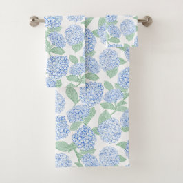 Conjunto De Toalhas Blue and Green Hydrangea Floral Bath Towel Set