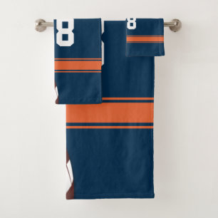 Conjunto De Toalhas Blue and Orange Stripes Jersey Grade de Ferro