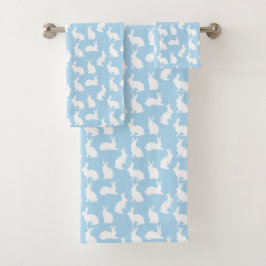 Conjunto De Toalhas Blue And White Bunny Pattern Cute Easter
