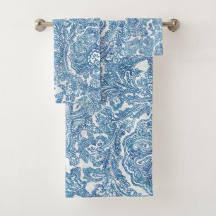 Conjunto De Toalhas Blue Boho Paisley Pattern