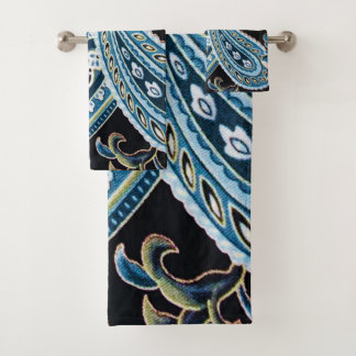 Conjunto De Toalhas Blue Brown Vintage Paisley