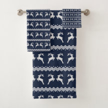 Blue Christmas Reindeer Seamless Patterno