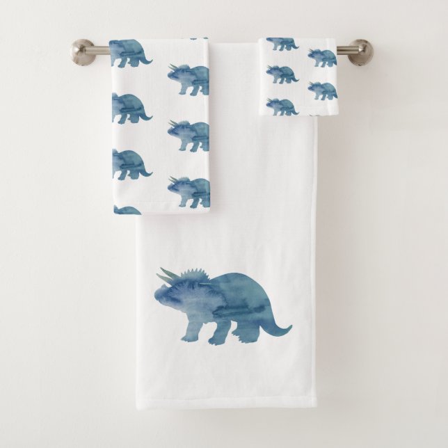 Conjunto De Toalhas Blue Dinosaur Triceratops Bath Totoset (Insitu)