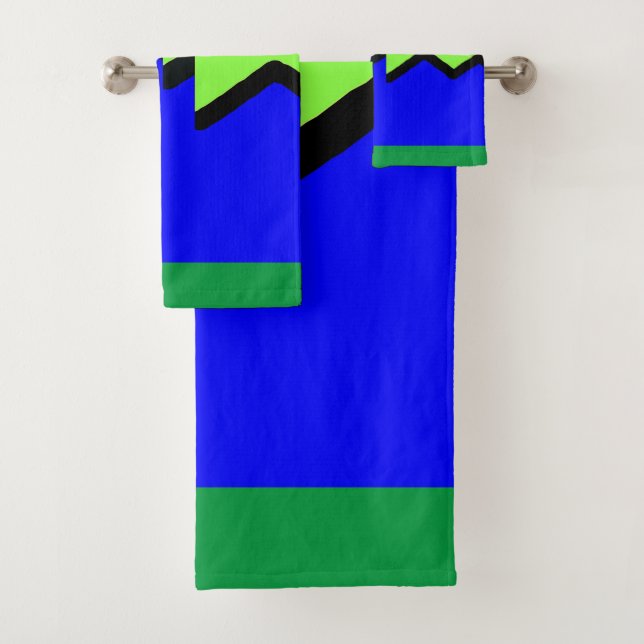 Conjunto De Toalhas Blue E Green Jagged Geo (Insitu)