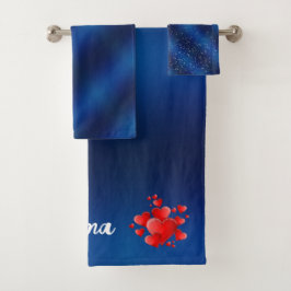 Conjunto De Toalhas Blue heart  romantic wallpaper