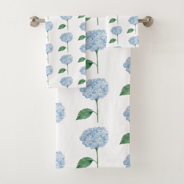 Conjunto De Toalhas Blue Hydrangea Flower Painting Pattern (Insitu)
