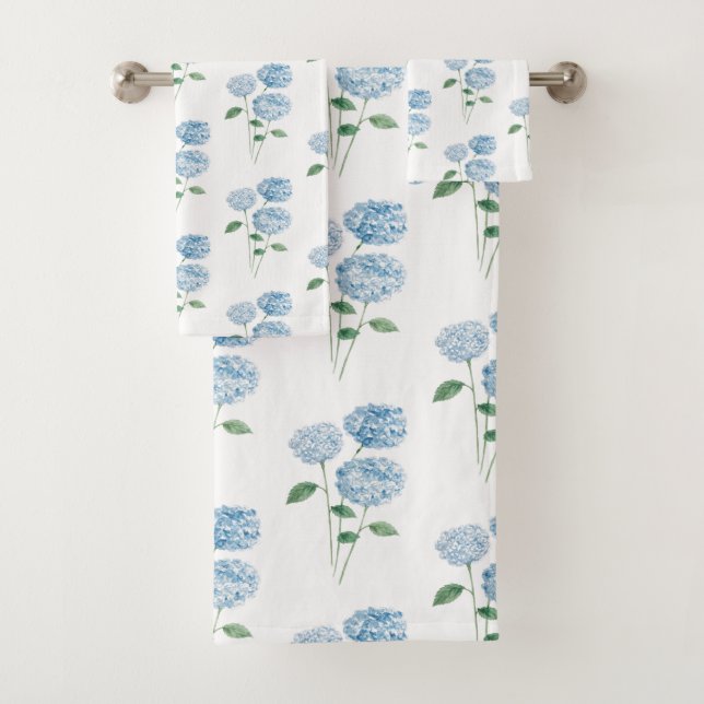 Conjunto De Toalhas Blue Hydrangea Flower Painting Pattern (Insitu)
