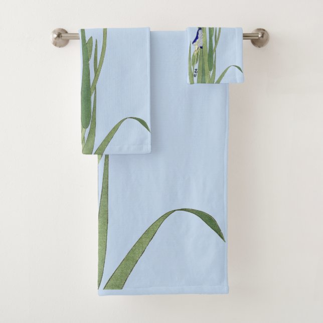 Conjunto De Toalhas Blue Irises de Ohara Koson (Insitu)