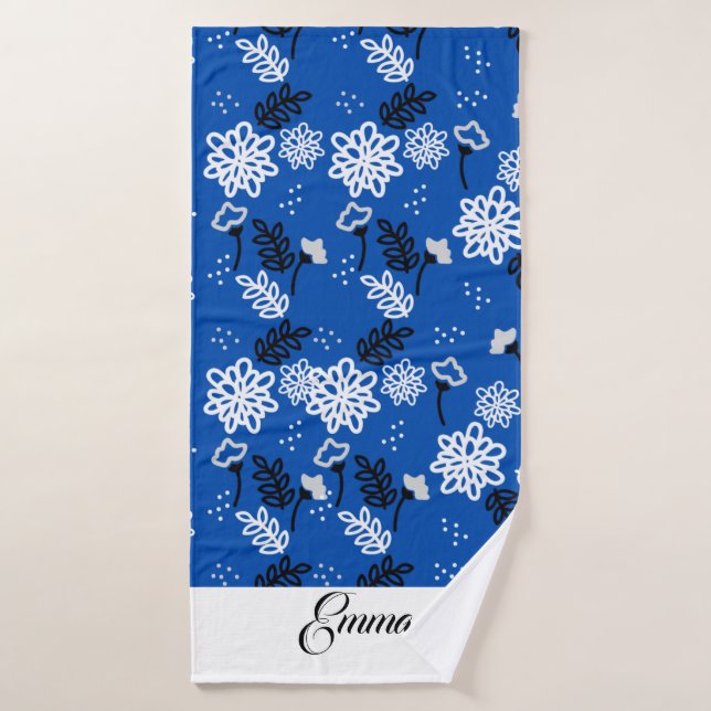 Conjunto De Toalhas Blue leaves romantic garden (Toalha de Banho)