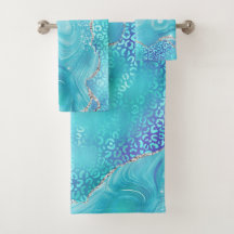 Blue Leopard Agate Gold Glitter Design