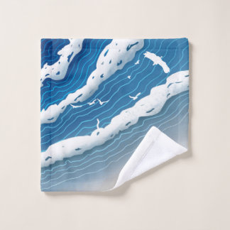 Conjunto De Toalhas Blue Ocean Waves Canvas Art 