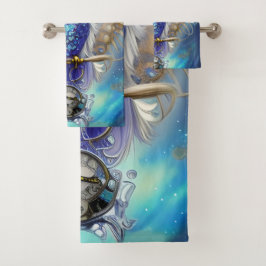 Conjunto De Toalhas Blue Steampunk Owl