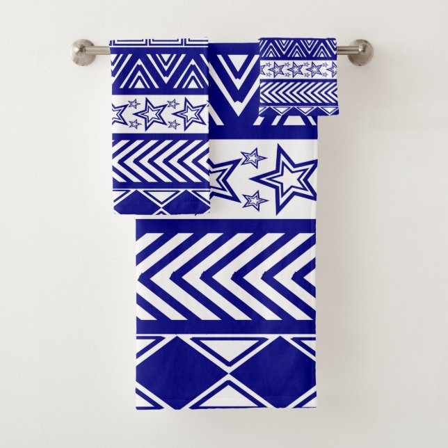 Conjunto De Toalhas Blue Tribal Design (Insitu)