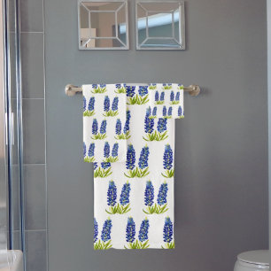 Conjunto De Toalhas Bluebonnets Texas State Blue Flowers Watercolor Ba
