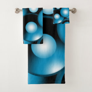 Conjunto De Toalhas Blues Circular Concentric Abstrato Art Orbital