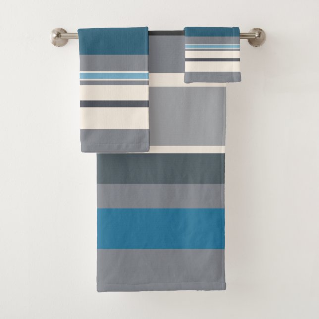 Conjunto De Toalhas Blues e Stripes de Cinza (Insitu)