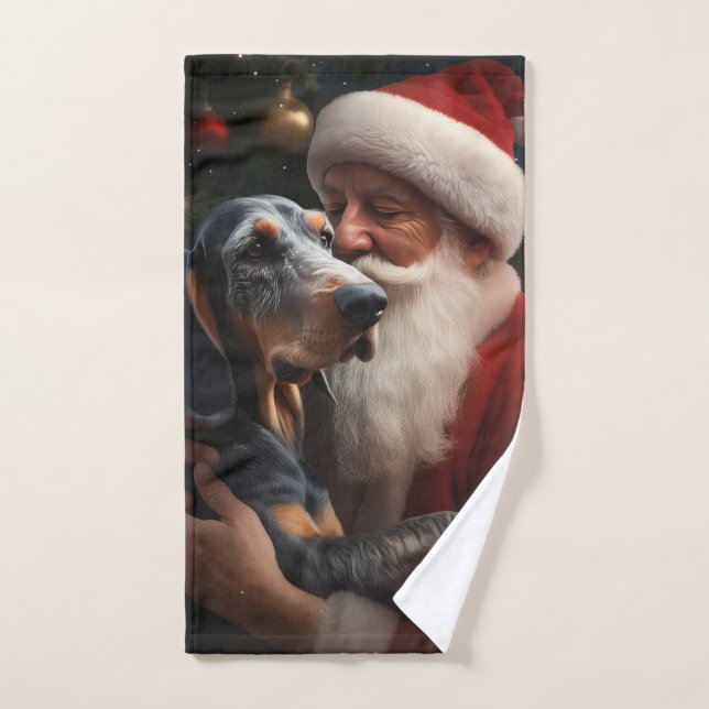 Conjunto De Toalhas Bluetick Coonhound Com Papai Noel Natal (Toalha de mão)