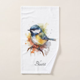 Conjunto De Toalhas Bluetit bonito em uma ramificação, personalizado