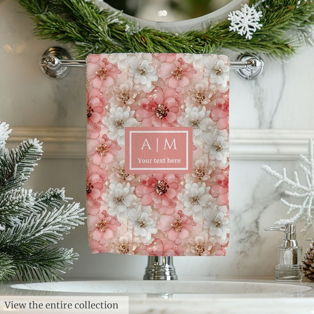 Conjunto De Toalhas Blush and Gold Towel Trendy Monogram Bathroom (Blush and Gold Towel Trendy Monogram Bathroom)