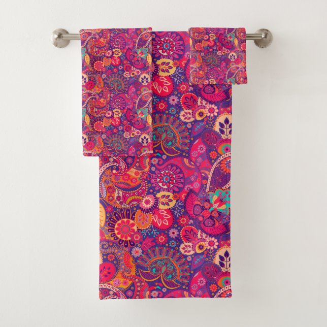 Conjunto De Toalhas Blush Bloom: Padrão de Jardim Rosa Artístico (Insitu)