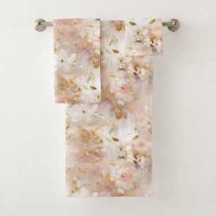 Conjunto De Toalhas Blush, Dourado, Mauve, Flores de Abstrato de Taupe