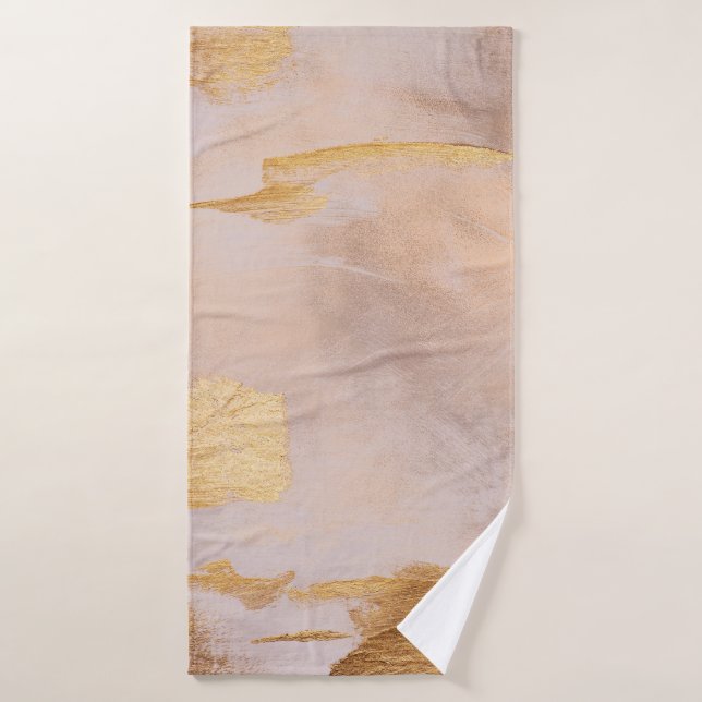 Conjunto De Toalhas Blush Dourado rosa e textura Dourada (Toalha de Banho)