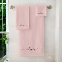 Blush Dusty Pink Modern Script Girly Monograma Nom