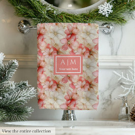 Conjunto De Toalhas Blush Pink Floral Towel Elegant Monogram Wedding