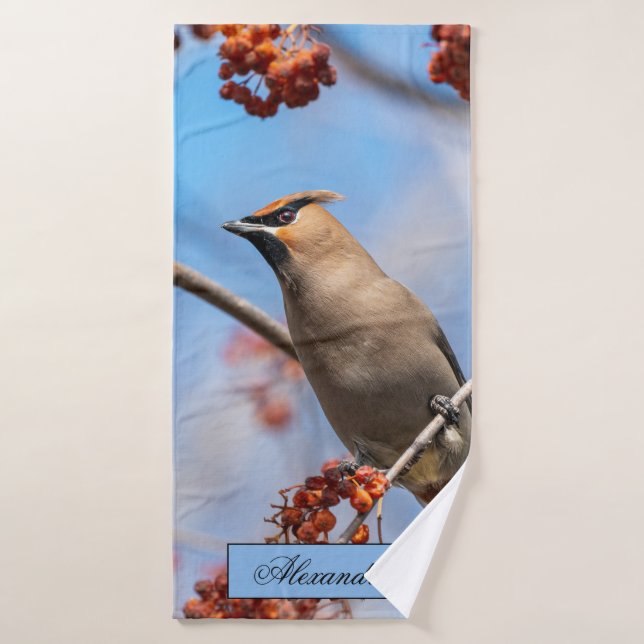 Conjunto De Toalhas Boêmian Waxwing, Sky Background (Toalha de Banho)