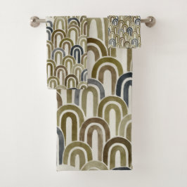 Conjunto De Toalhas Bohemian arch fish scale painted pattern