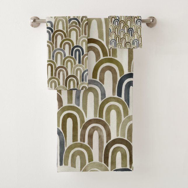 Conjunto De Toalhas Bohemian arch fish scale painted pattern (Insitu)