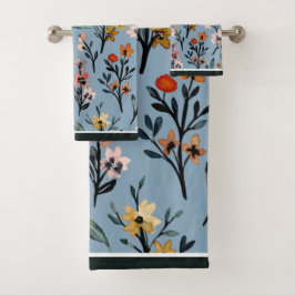 Conjunto De Toalhas Boho Blooms Soft Blue