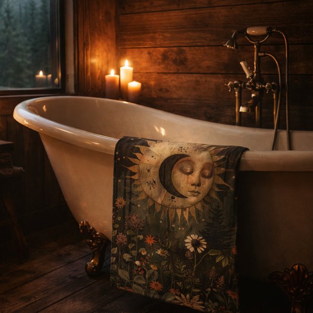 Conjunto De Toalhas Boho Celestial Sun Moon Wildflower Garden (Criador carregado)