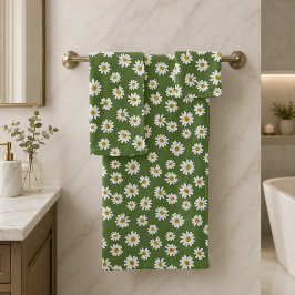 Conjunto De Toalhas Boho Daisy Padrão Floral Verde