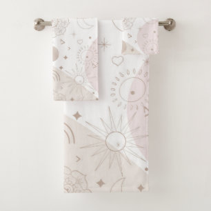 Conjunto De Toalhas Boho Doodles Espaciais Neutrais Design