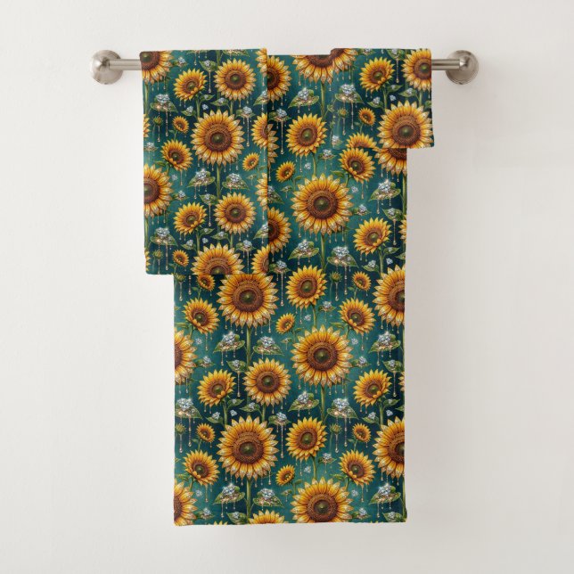 Conjunto de Toalhas Boho Girassóis e Diamantes (Insitu)