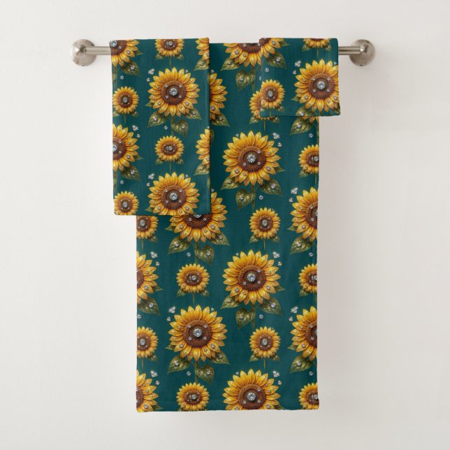 Conjunto de Toalhas Boho Girassóis e Diamantes (Insitu)