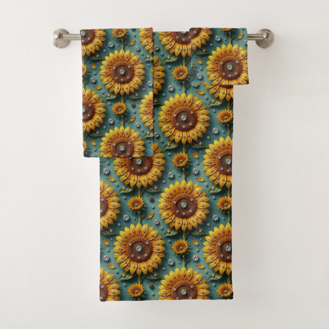 Conjunto de Toalhas Boho Girassóis e Diamantes (Insitu)
