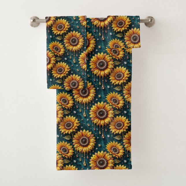 Conjunto de Toalhas Boho Girassóis e Diamantes (Insitu)